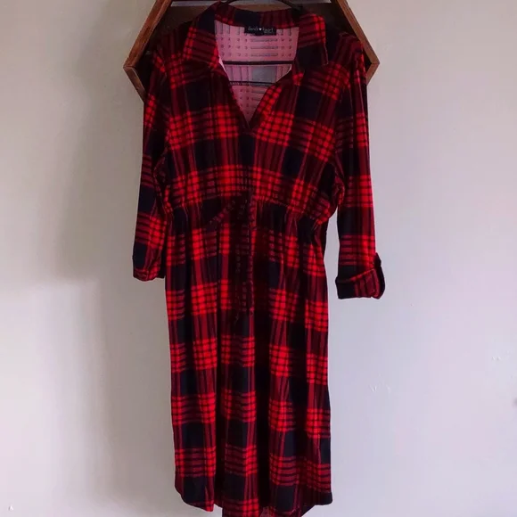 Derek Heart | Dresses | Derek Heart Maternity Plaid Collared Dress L |  Poshmark